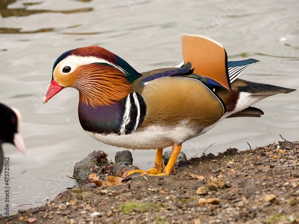Obraz mandarin duck on a rock
