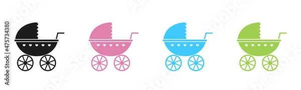 Fototapeta A baby carriage. Vector image.