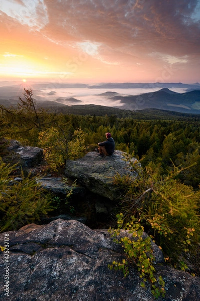 Obraz sunset over the mountains