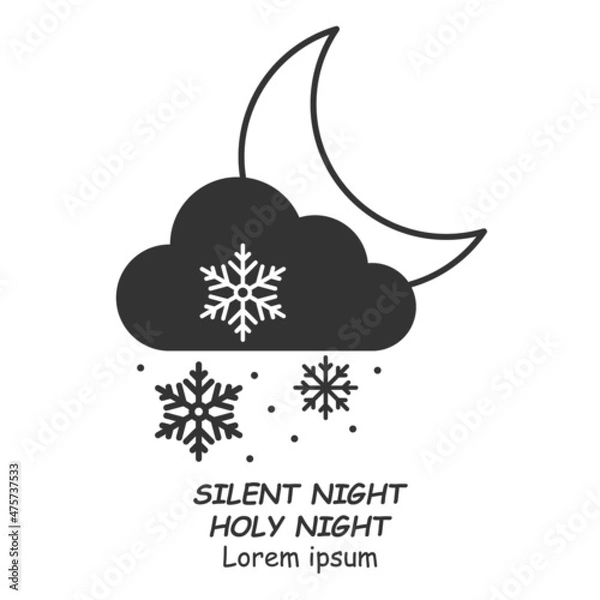 Obraz Night snowfall vector icon