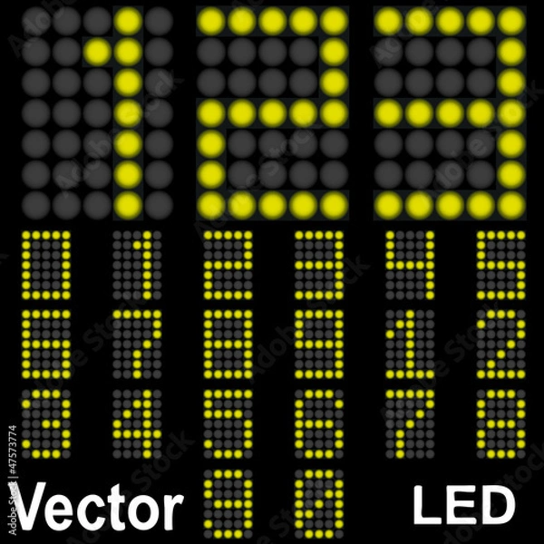 Fototapeta Vector conceptual collection font bright led isolated