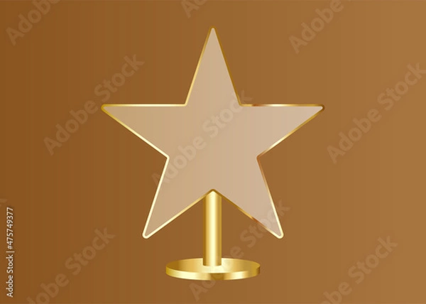 Fototapeta Vector template of glossy gold star on stand