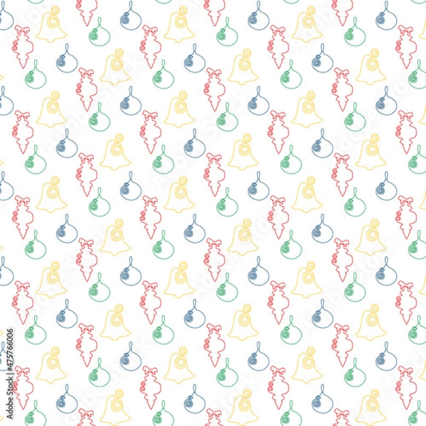Obraz Multicolored abstract pattern with the image of a Christmas tree decorations handdrawning on the white color background