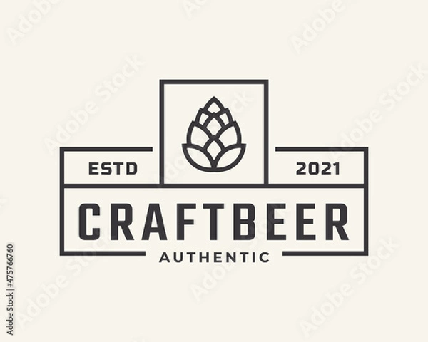 Obraz Classic Vintage Retro Label Badge for Hops Craft Beer Ale Brewery Logo Design Inspiration