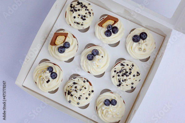 Obraz Tasty Colorful cupcakes on background