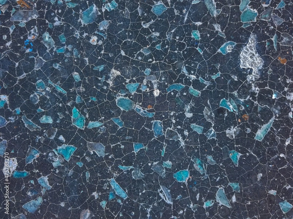 Fototapeta Abstract dark blue background. Chaotic spots and stains. Wallpaper with bright saturated color.