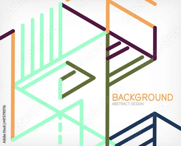 Obraz Abstract background. Color lines on white background. Linear abstract composition. Techno or business concept for wallpaper, banner, background, landing page