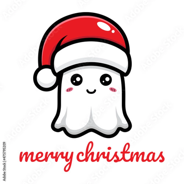 Fototapeta cute ghost is celebrating christmas