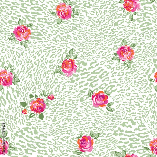 Obraz roses over animal light seamless background