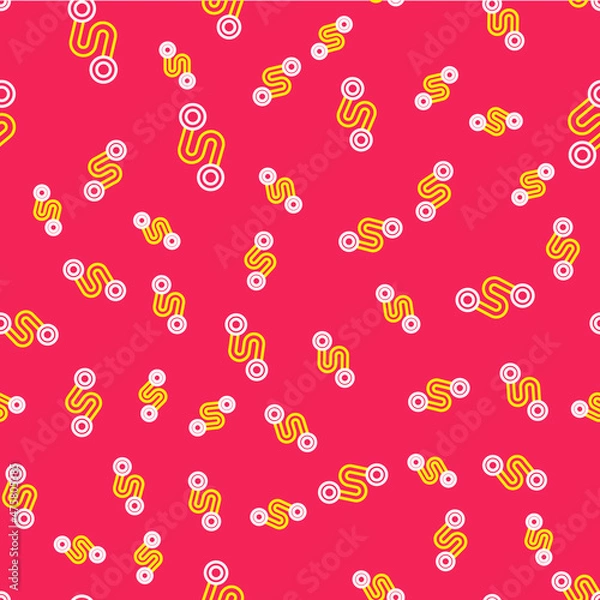 Obraz Line Route location icon isolated seamless pattern on red background. Map pointer sign. Concept of path or road. GPS navigator. Vector