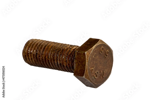 Obraz Large oiled bolts on a white background