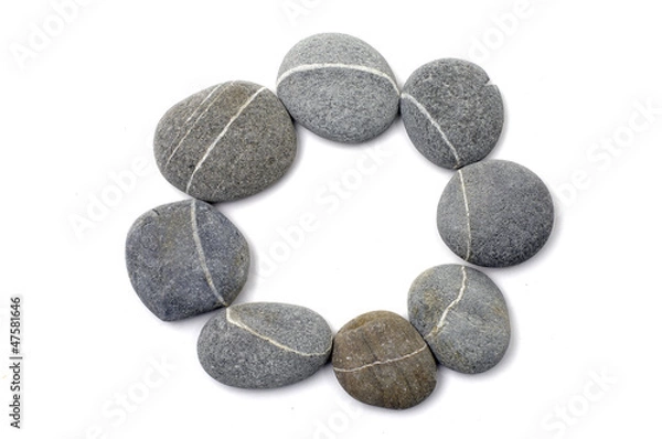 Fototapeta grey striped stones-round frame
