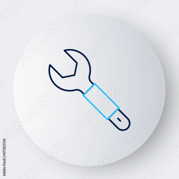 Fototapeta Line Wrench spanner icon isolated on white background. Spanner repair tool. Service tool symbol. Colorful outline concept. Vector
