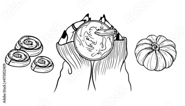 Obraz Witch autumn illustration vector icon set