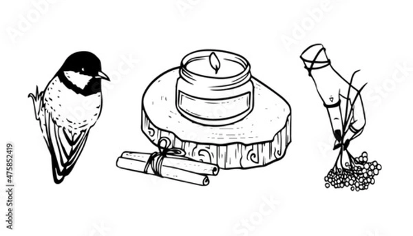 Obraz Witch autumn illustration vector icon set