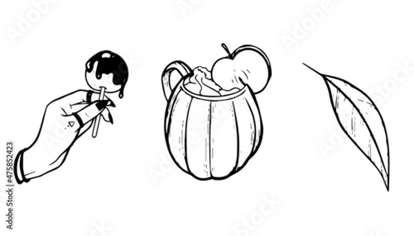 Obraz Witch autumn illustration vector icon set