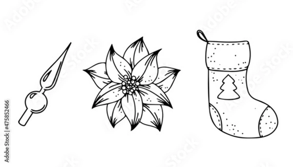 Obraz Christmas illustration vector icon set