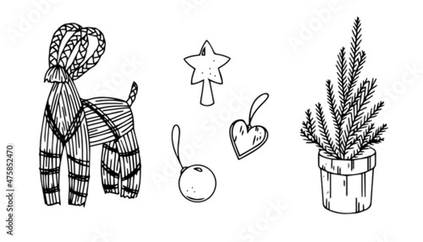 Obraz Christmas illustration vector icon set