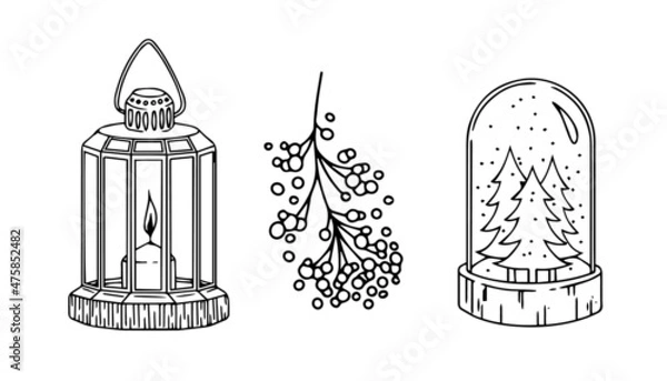 Obraz Christmas illustration vector icon set