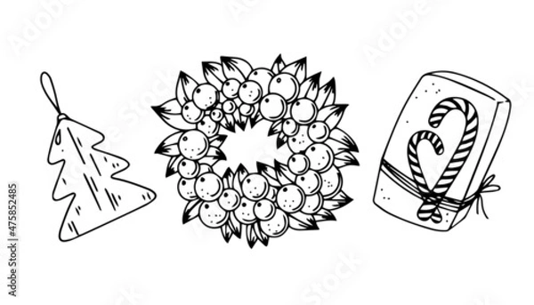 Obraz Christmas illustration vector icon set