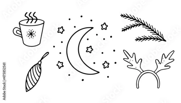 Obraz Christmas illustration vector icon set