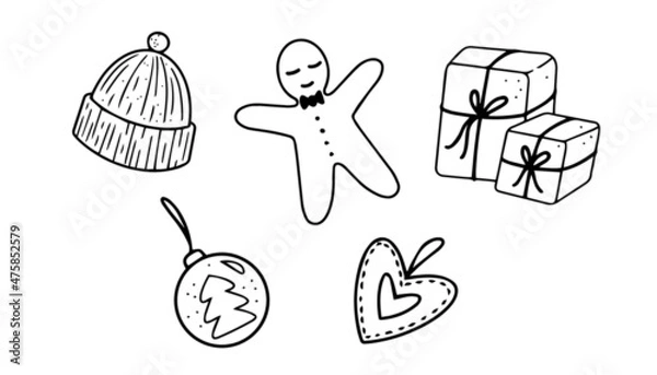 Obraz Christmas illustration vector icon set