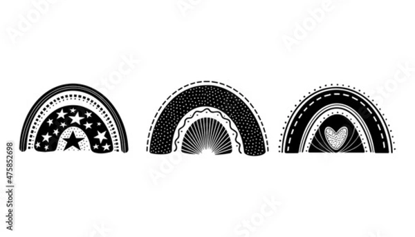 Obraz black and white boho rainbow vector