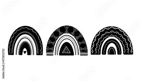 Obraz black and white boho rainbow vector