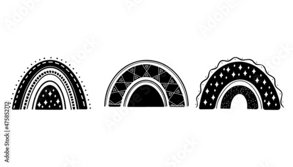 Obraz black and white boho rainbow vector