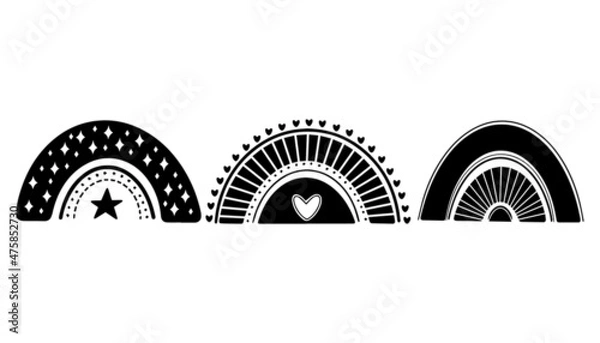 Obraz black and white boho rainbow vector