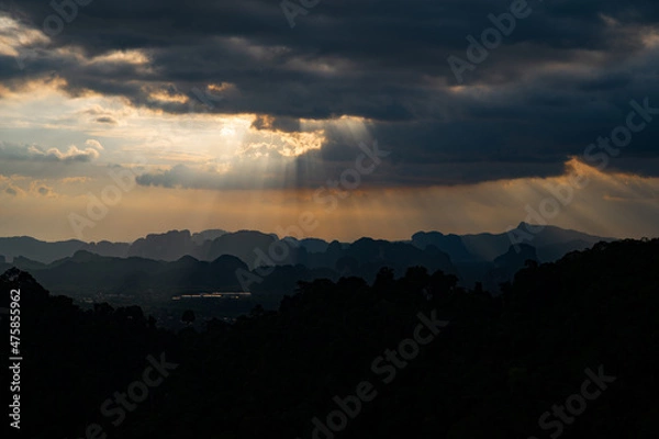 Obraz sunset over the mountains