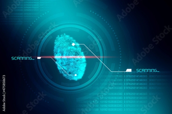 Fototapeta Fingerprint Scanning Technology Concept 2d Illustration
