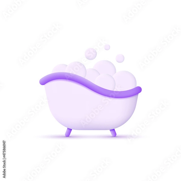 Obraz 3d bathtub icon isolated on white background. Modern and trendy vector in 3d style.