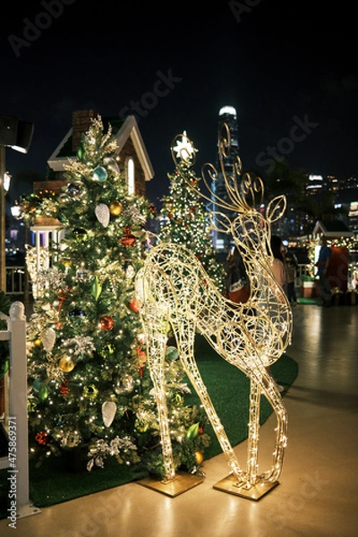 Fototapeta Beautiful lighting deer decoration