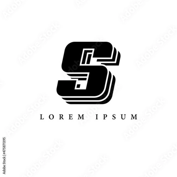 Fototapeta simple alphabet logo black and white concept with layer combination