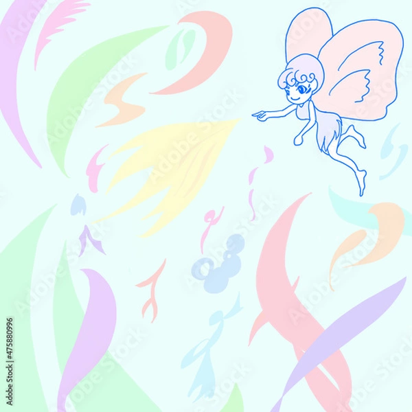 Fototapeta 妖精とパステルカラーの世界