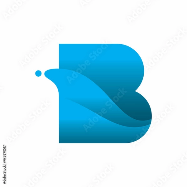 Obraz blue initial letter b fluid logo design