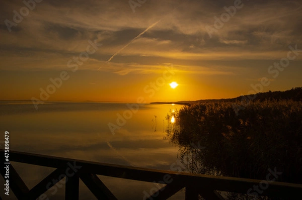 Obraz Orange sunset over lake