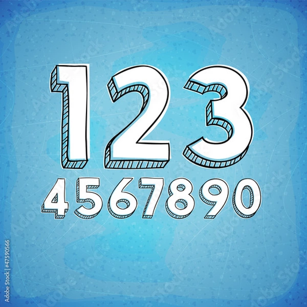 Fototapeta Doodle Style Vector Hand Drawn Digits