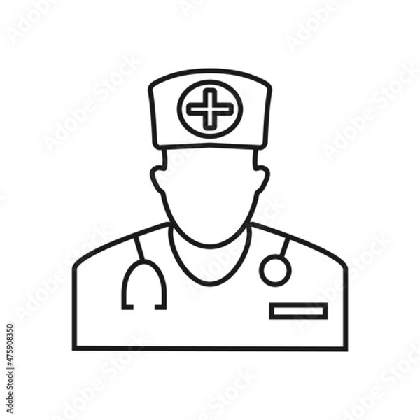 Fototapeta Doctor thin vector icon on white background