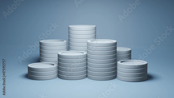 Fototapeta Stacks of coins. 3d render