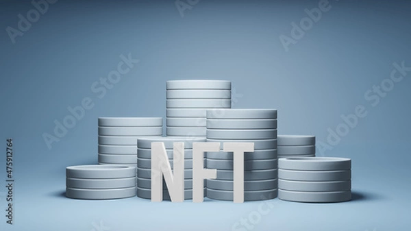 Fototapeta Stacks of coins. 3d render