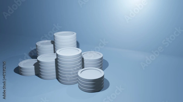 Fototapeta Stacks of coins. 3d render