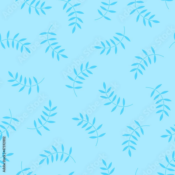 Obraz Seamless blue pattern with leaves