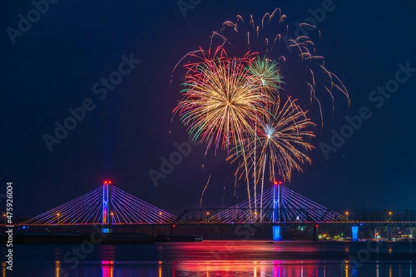 Obraz fireworks over the bridge