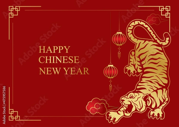 Obraz year of tiger icon background vector design as chinese new year greeting