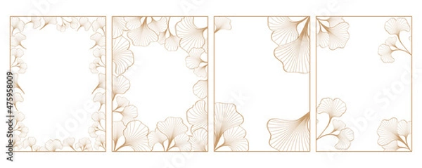 Obraz ginkgo leaf frame vector design illustration with paper size as greeting and frame requirement design
