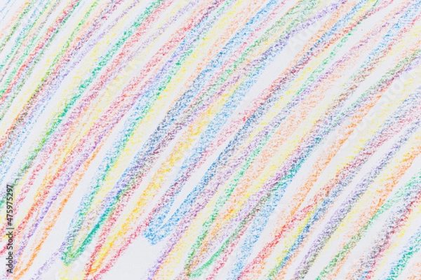 Fototapeta Multi color hand crayon drawing