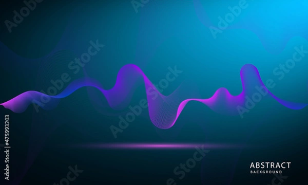 Fototapeta Abstract technology, futuristic, energy technology concept. stripes lines with blue light, speed and motion blur over dark blue background.