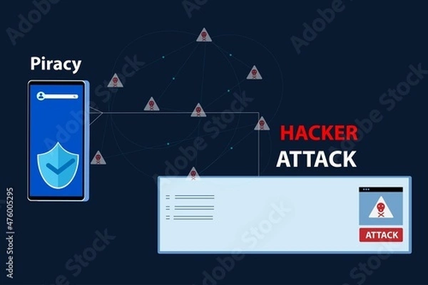 Fototapeta Abstract background in blue .Piracy safe Hacker attack scam vector illustration. 